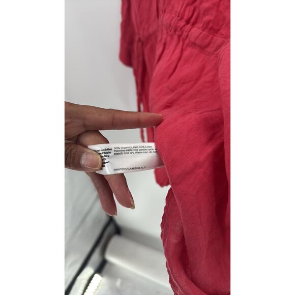 Eileen Fisher Linen Drawstring Waist Top size 1X peachy pink color Flowy summer - Picture 6 of 6